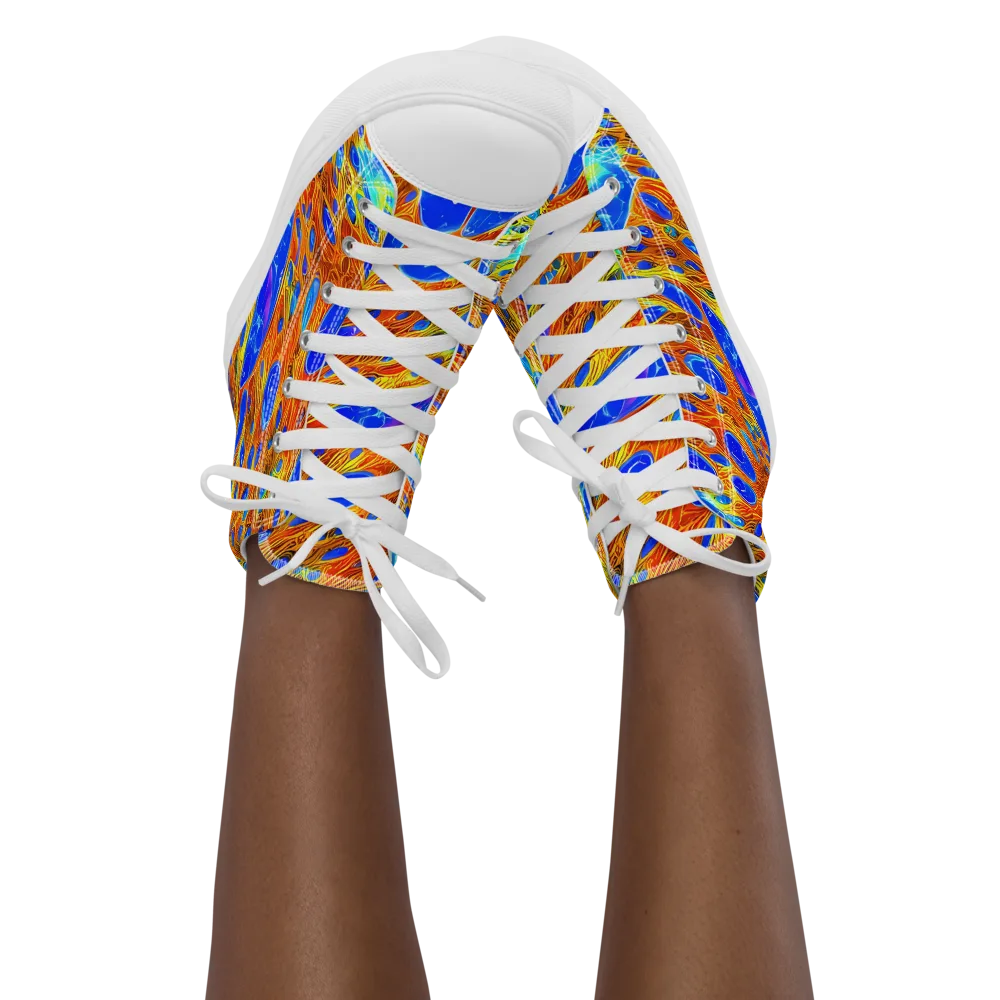 Bluefire Veins on Women's High Top Canvas Shoes — Front