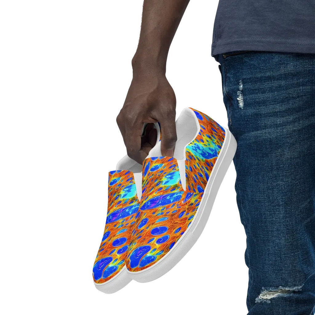 Bluefire Veins on Men's Slip-On Canvas Shoes — Left Front