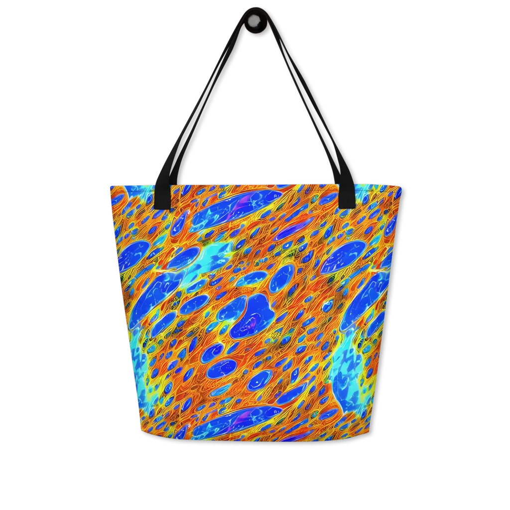 Bluefire Veins on Large Tote Bag W/ Pocket — Front