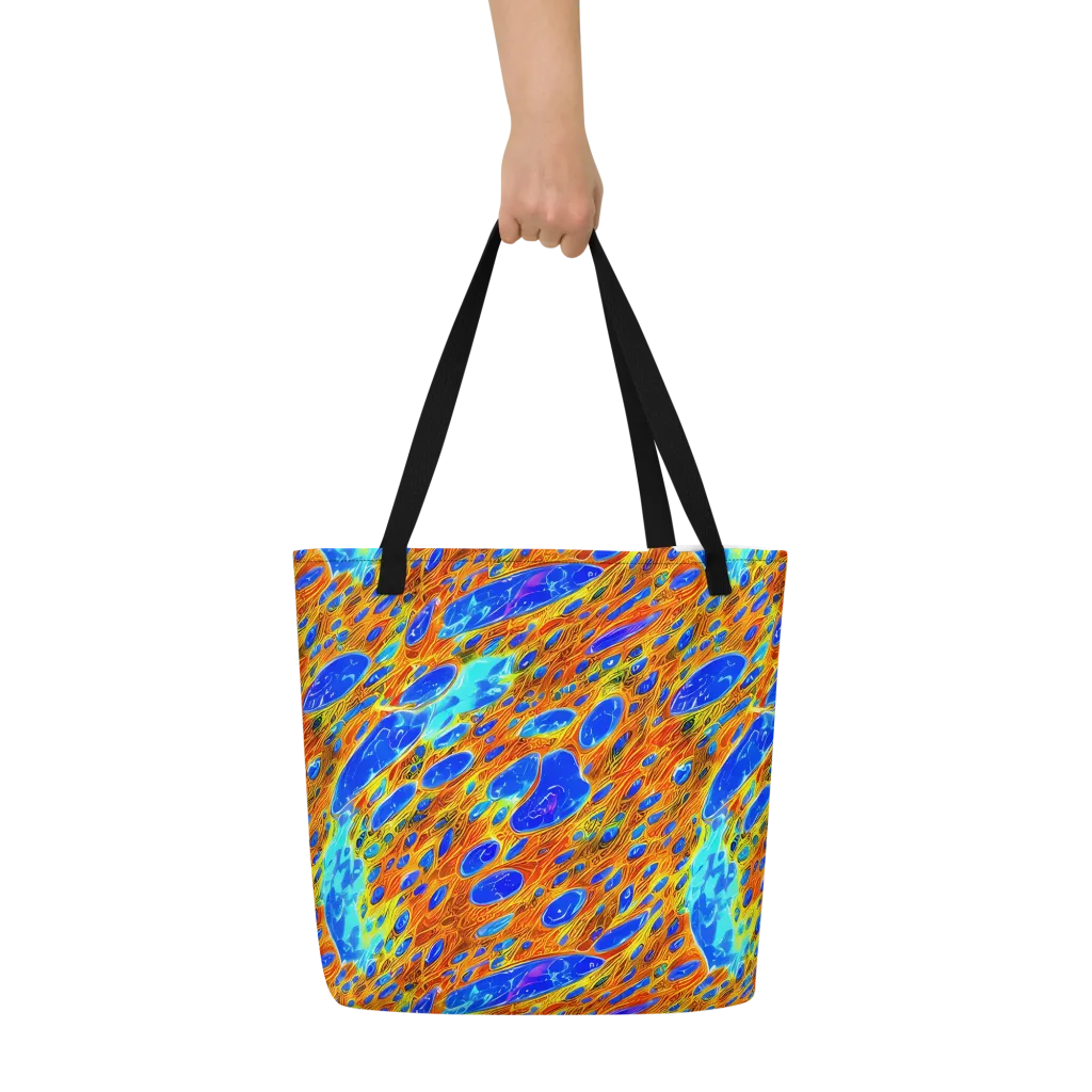 Bluefire Veins on Large Tote Bag W/ Pocket — Front