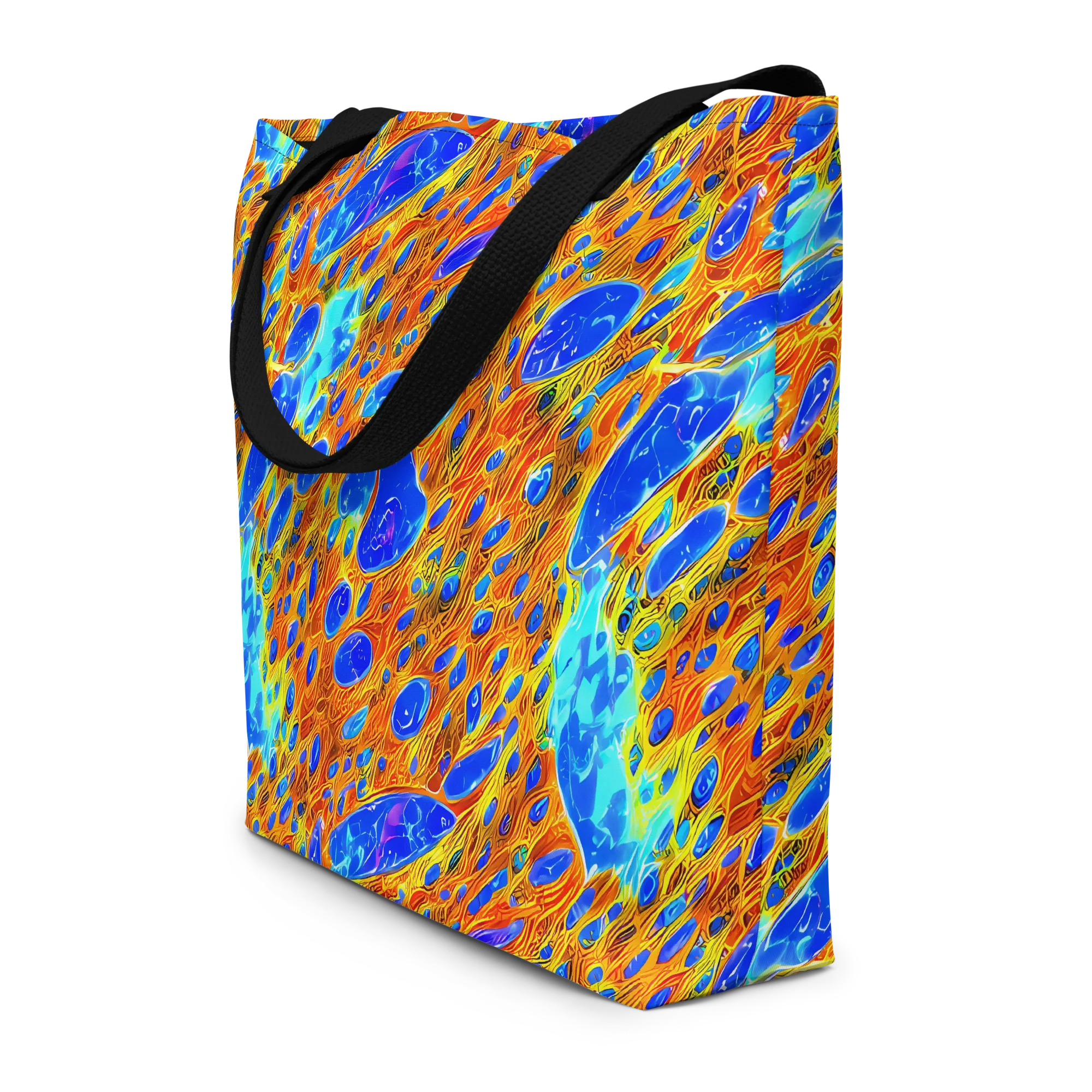 Bluefire Veins on Large Tote Bag W/ Pocket — Front