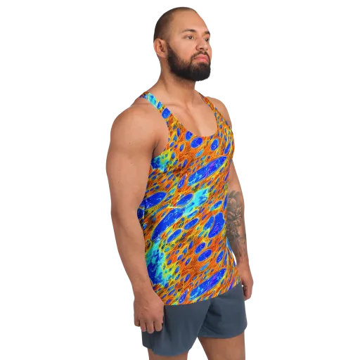 Bluefire Veins on a Men's Tank Top