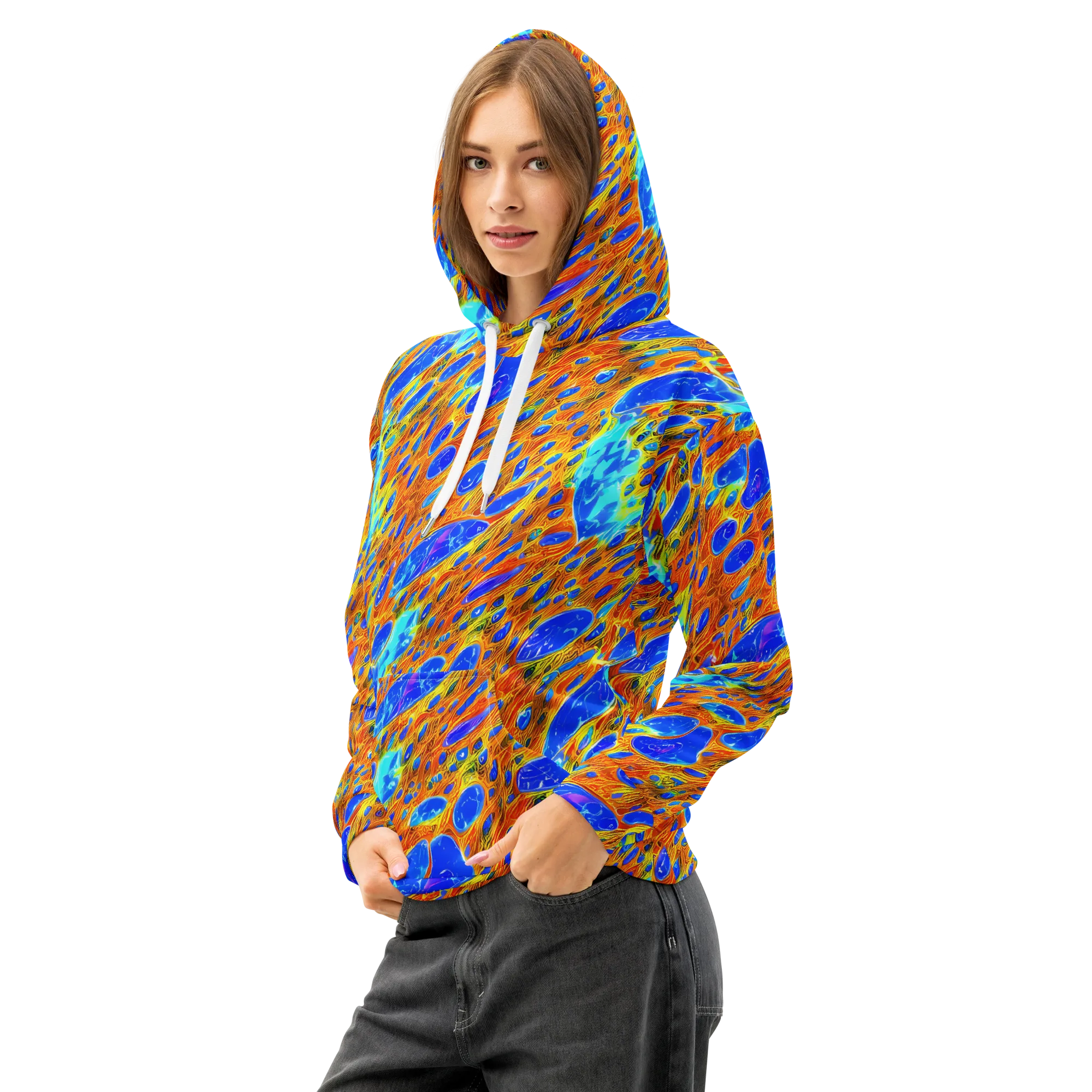 Bluefire Veins on Cotton Hoodie — Left Front