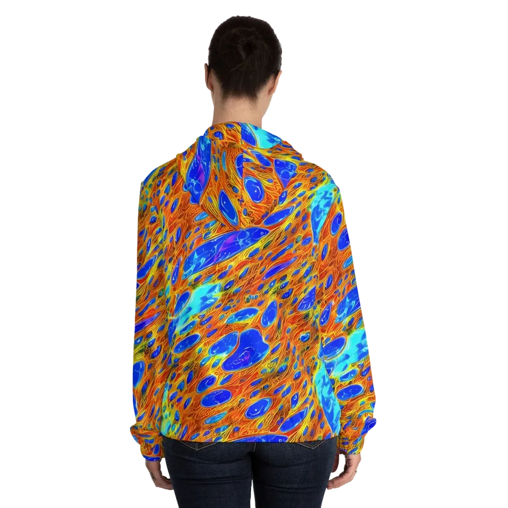Bluefire Veins on Women's Full-Zip Hoodie — Back On Person
