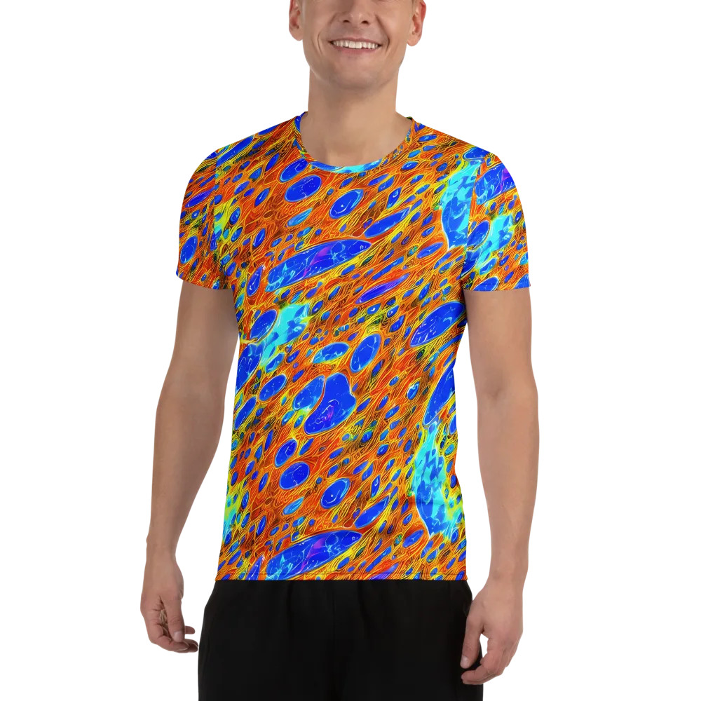 Bluefire Veins on Men's Athletic T-Shirt — Front