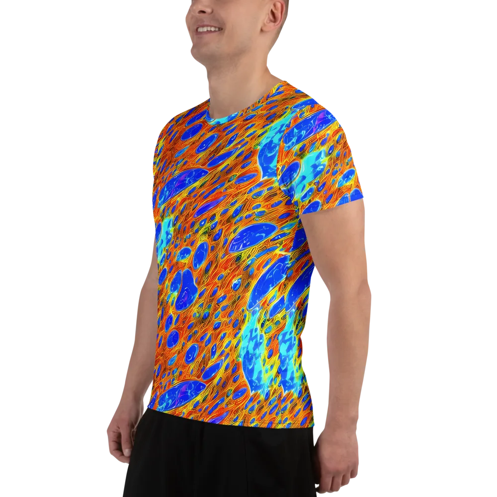 Bluefire Veins on Men's Athletic T-Shirt — Left
