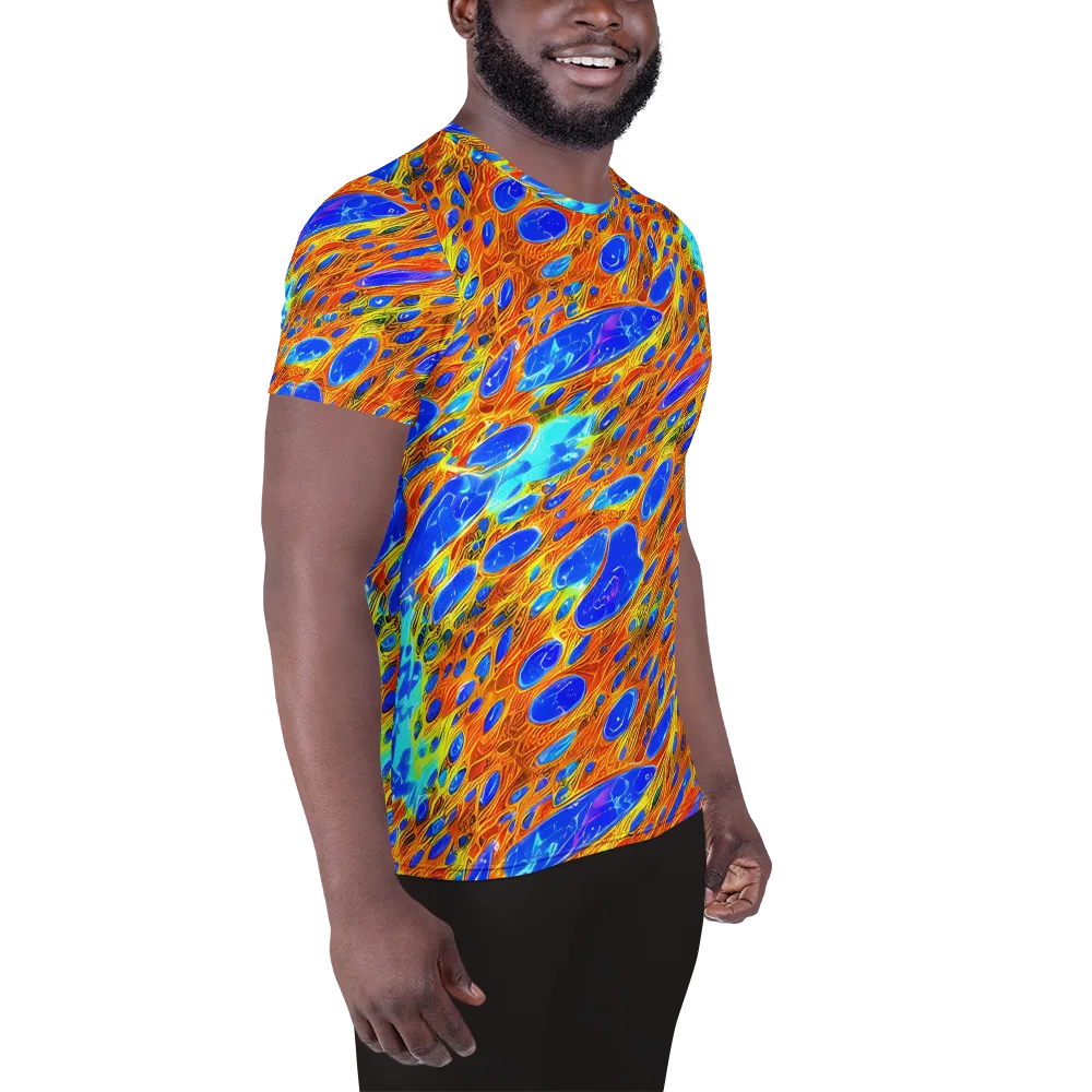 Bluefire Veins on Men's Athletic T-Shirt — Right