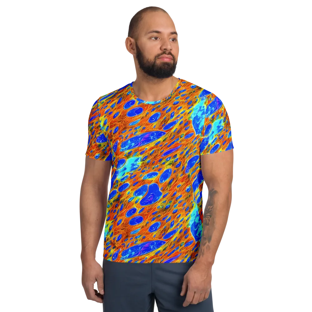 Bluefire Veins on Men's Athletic T-Shirt — Front