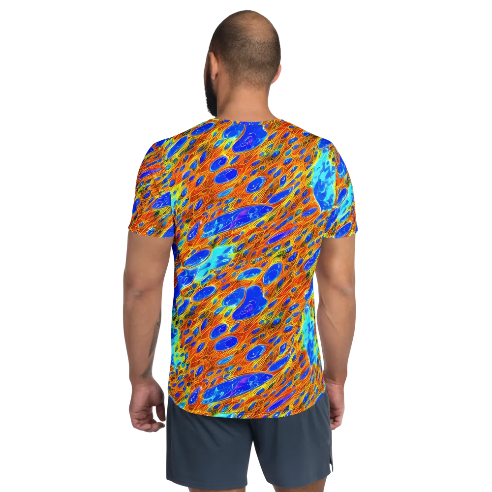 Bluefire Veins on Men's Athletic T-Shirt — Back