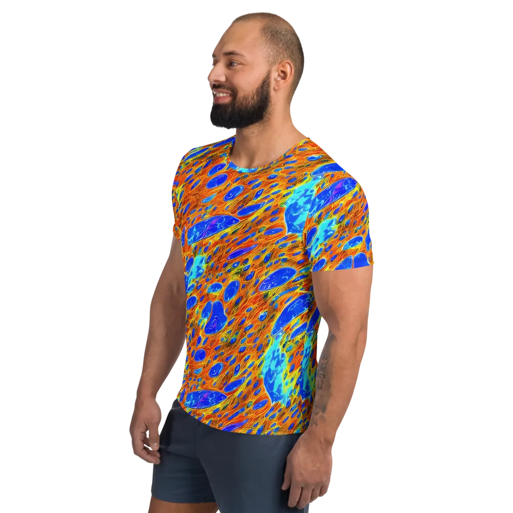 Bluefire Veins on Men's Athletic T-Shirt — Left