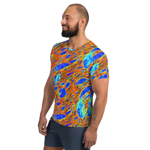 Bluefire Veins on a Men's Athletic T-Shirt