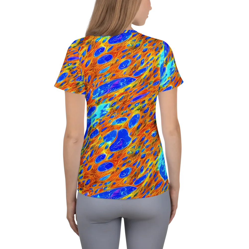 Bluefire Veins on Women's Athletic T-Shirt — Back