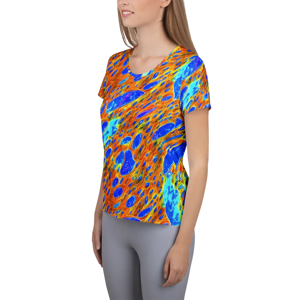 Bluefire Veins on Women's Athletic T-Shirt — Left