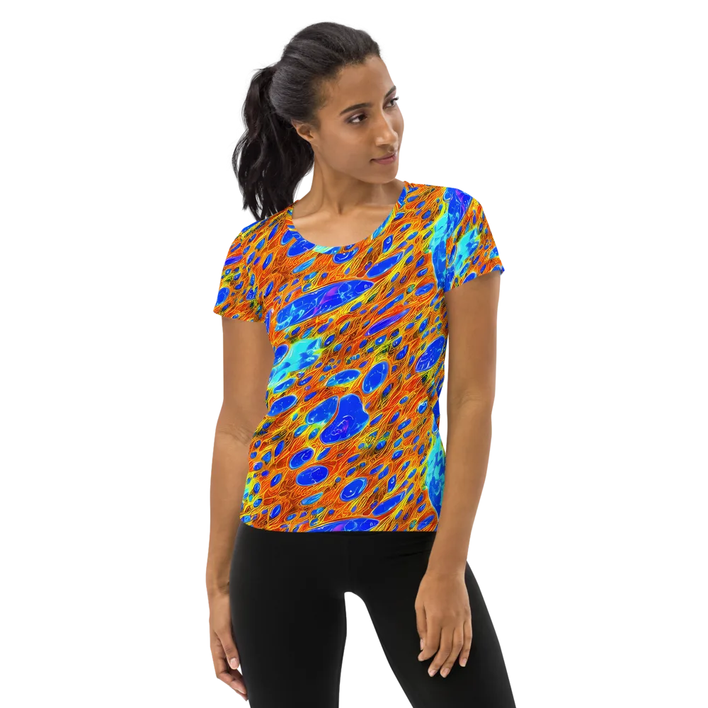 Bluefire Veins on Women's Athletic T-Shirt — Front
