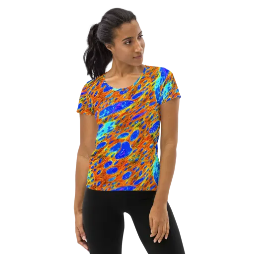 Bluefire Veins on a Women's Athletic T-Shirt
