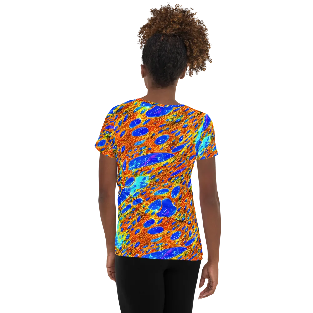 Bluefire Veins on Women's Athletic T-Shirt — Back