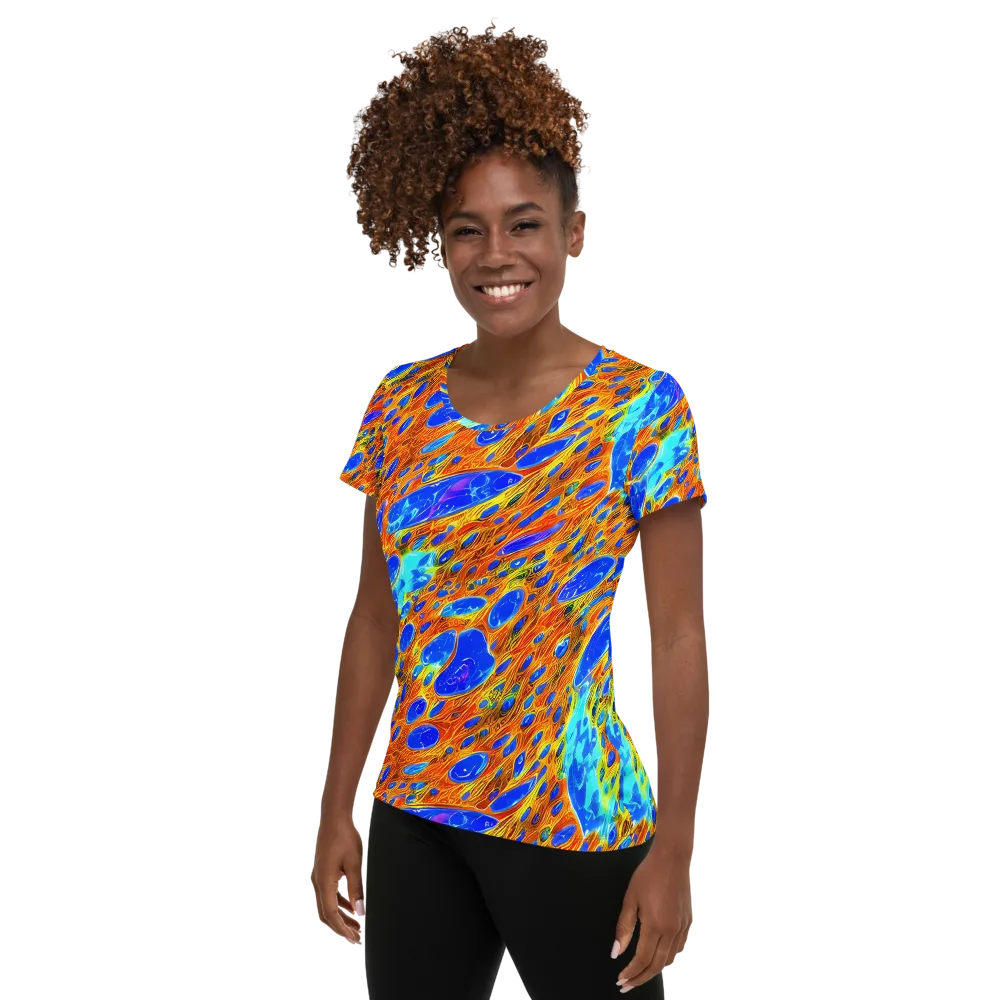 Bluefire Veins on Women's Athletic T-Shirt — Left