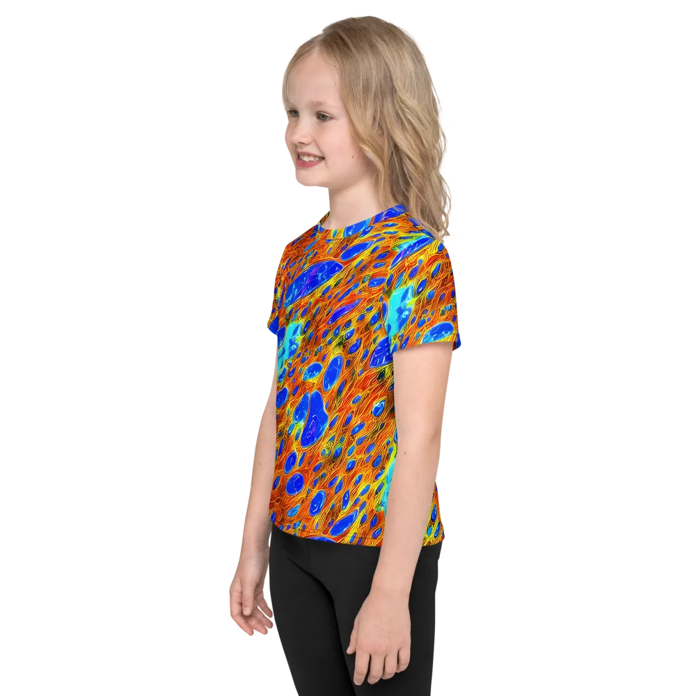 Bluefire Veins on Kids Crew Neck T-Shirt — Left