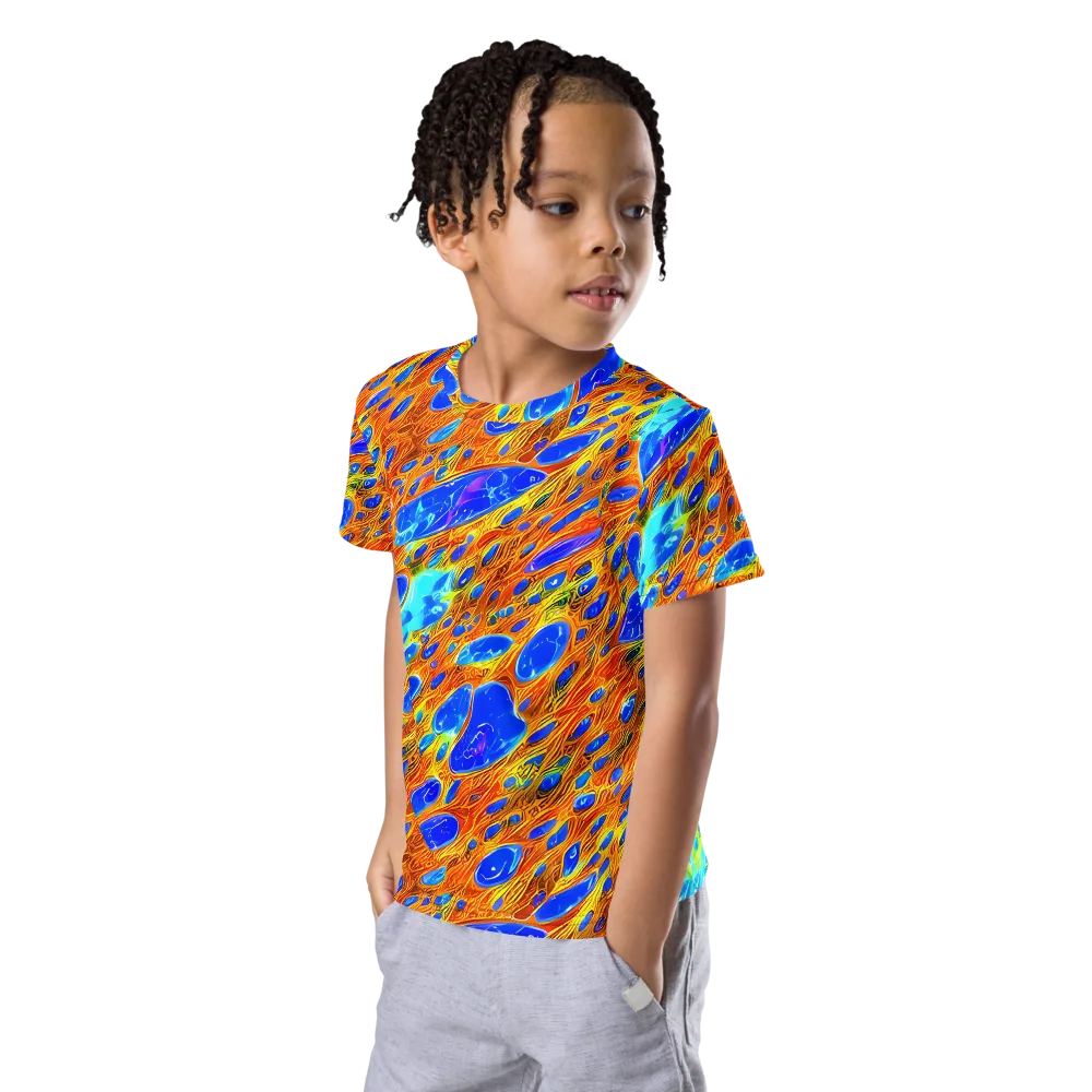 Bluefire Veins on Kids Crew Neck T-Shirt — Left Front