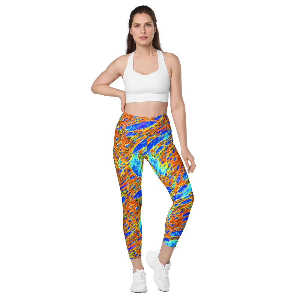 Bluefire Veins on Leggings with Pockets — Front