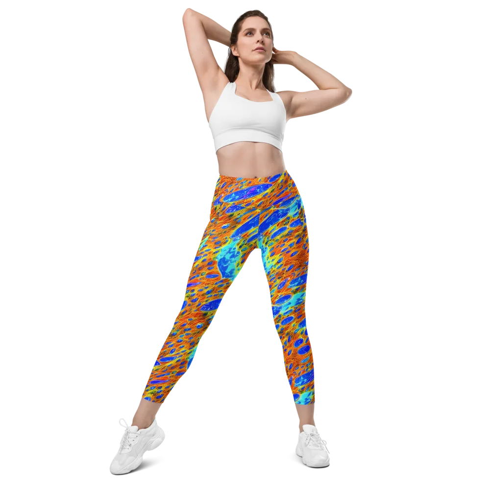 Bluefire Veins on Leggings with Pockets — Front