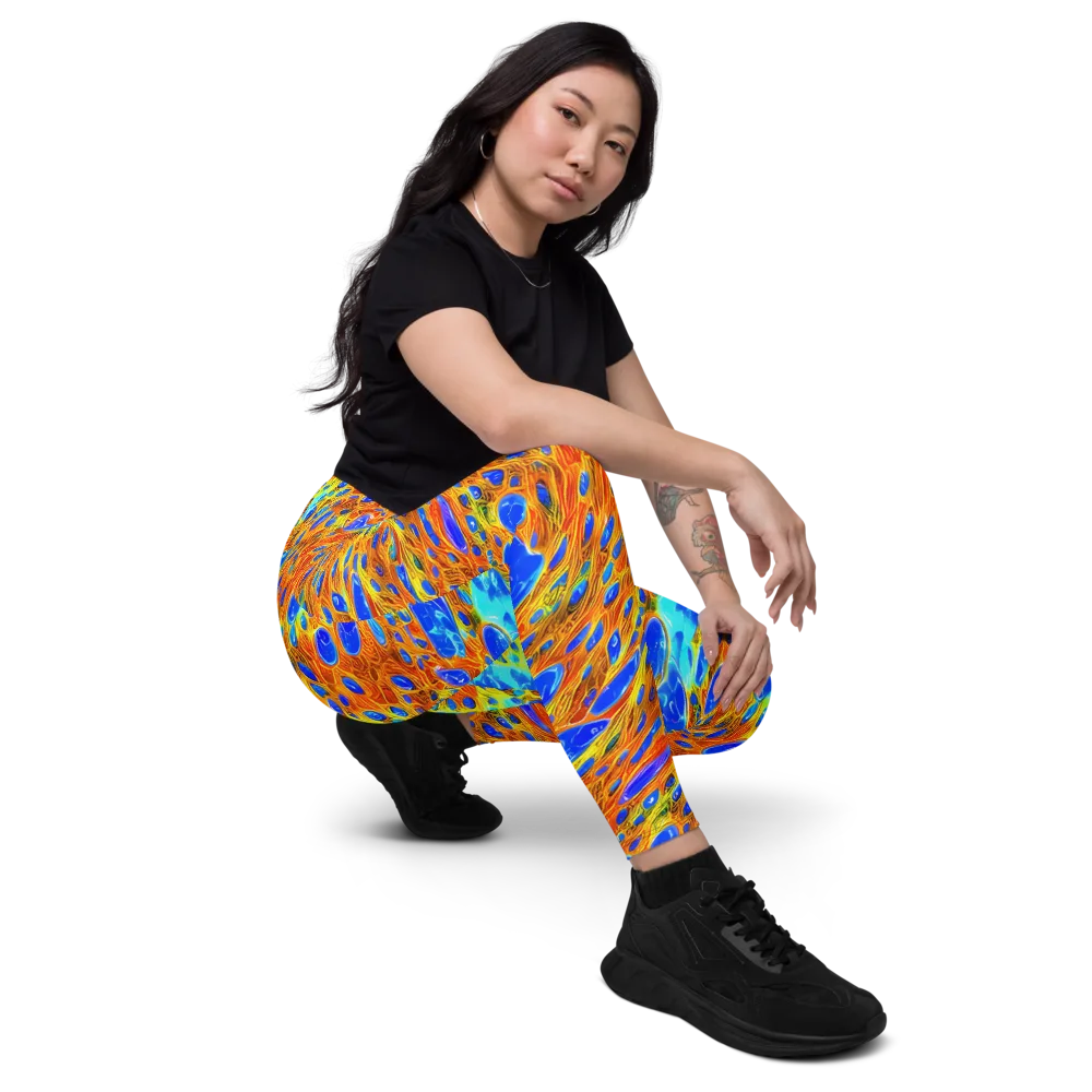 Bluefire Veins on Leggings with Pockets — Right Front