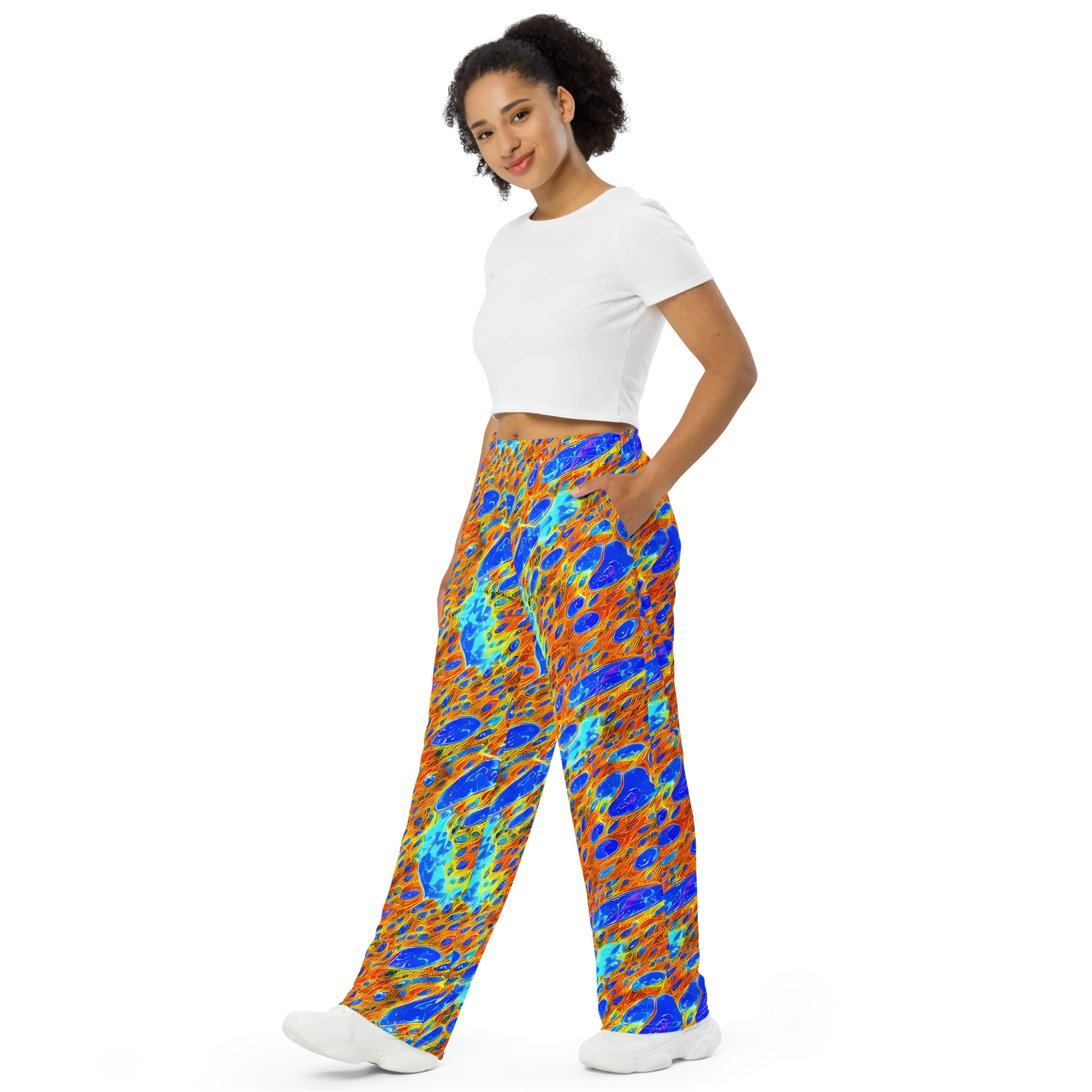 Bluefire Veins on Wide-Leg Pants — Left Front