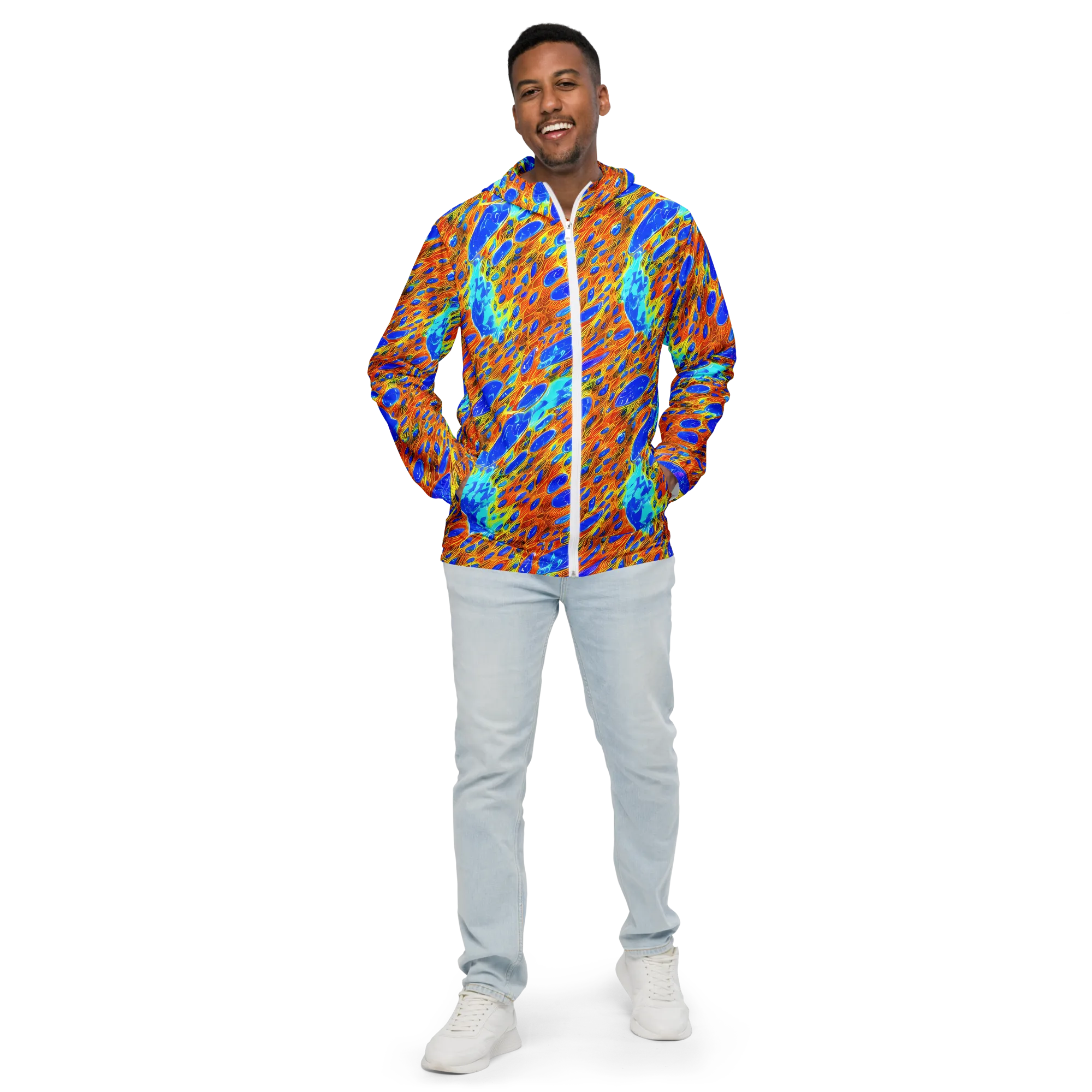 Bluefire Veins on Men's Windbreaker — Front