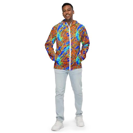 Bluefire Veins on a Men's Windbreaker