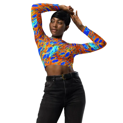 Bluefire Veins on a Long Sleeve Crop Top