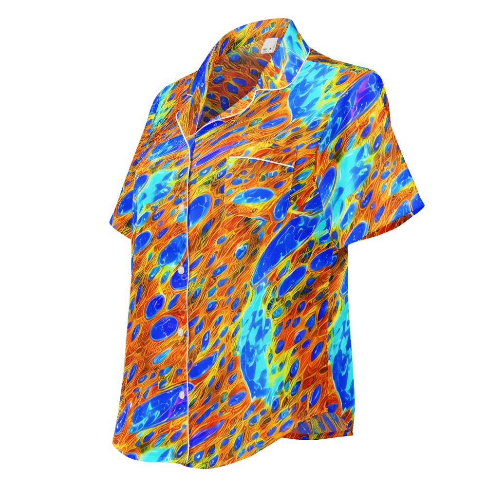 Bluefire Veins on Women's Short Sleeve Pajama Top — Left Front