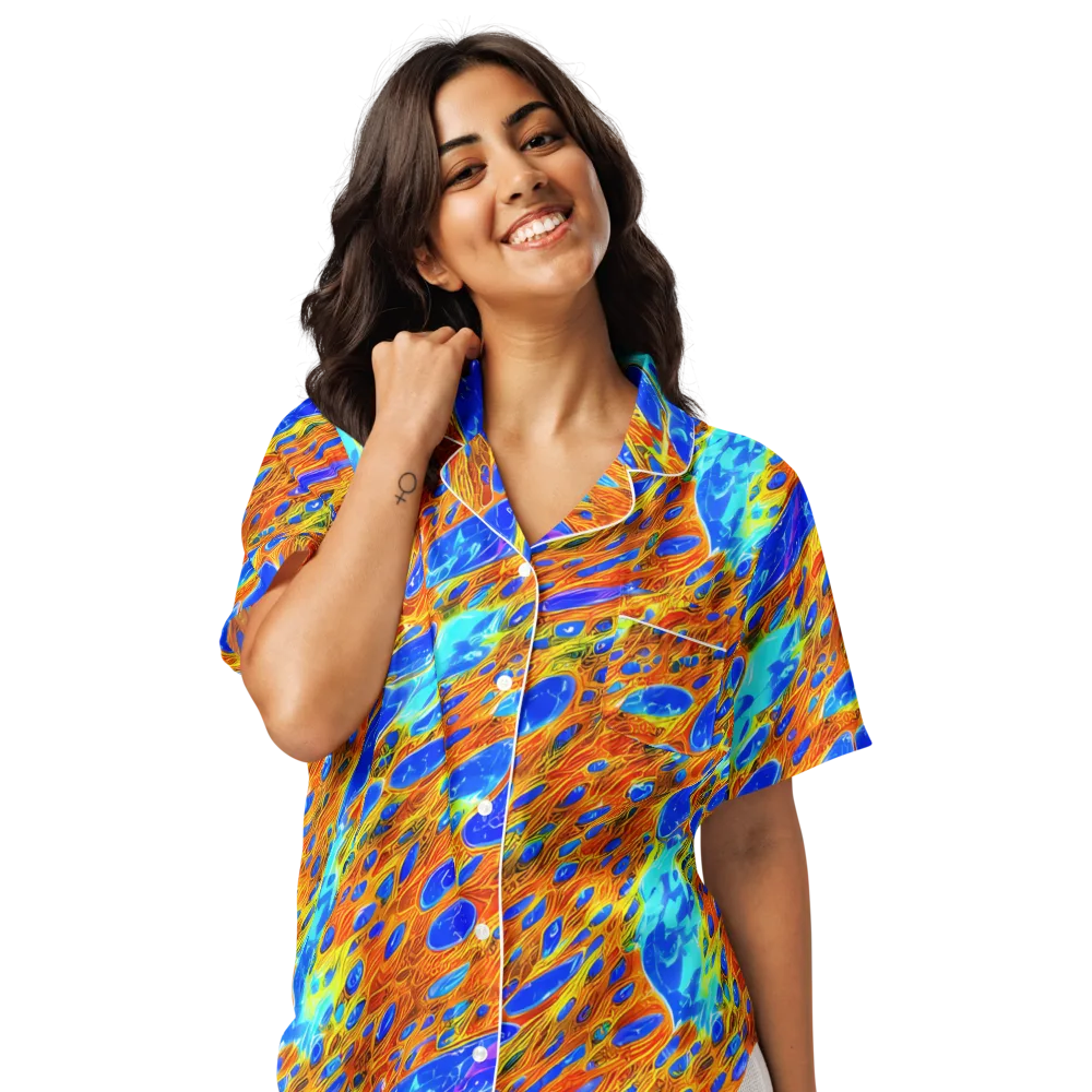Bluefire Veins on Women's Short Sleeve Pajama Top — Front