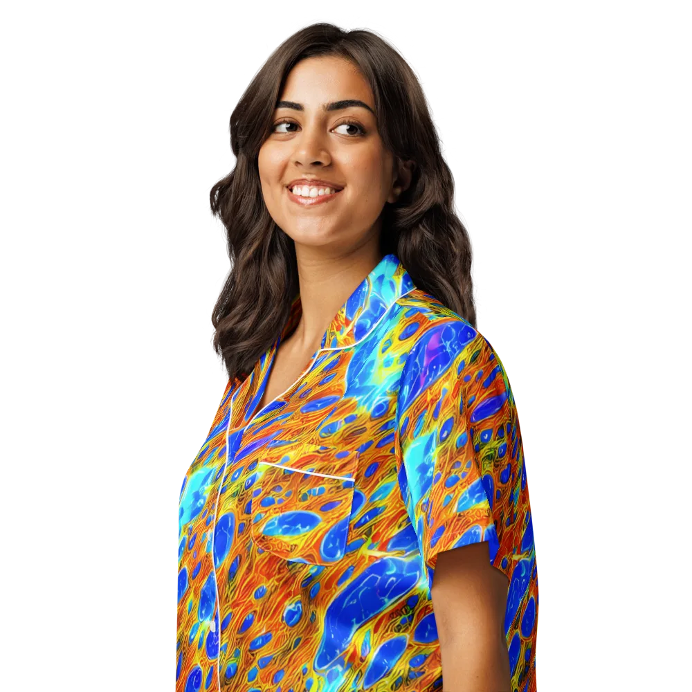 Bluefire Veins on Women's Short Sleeve Pajama Top — Left Front