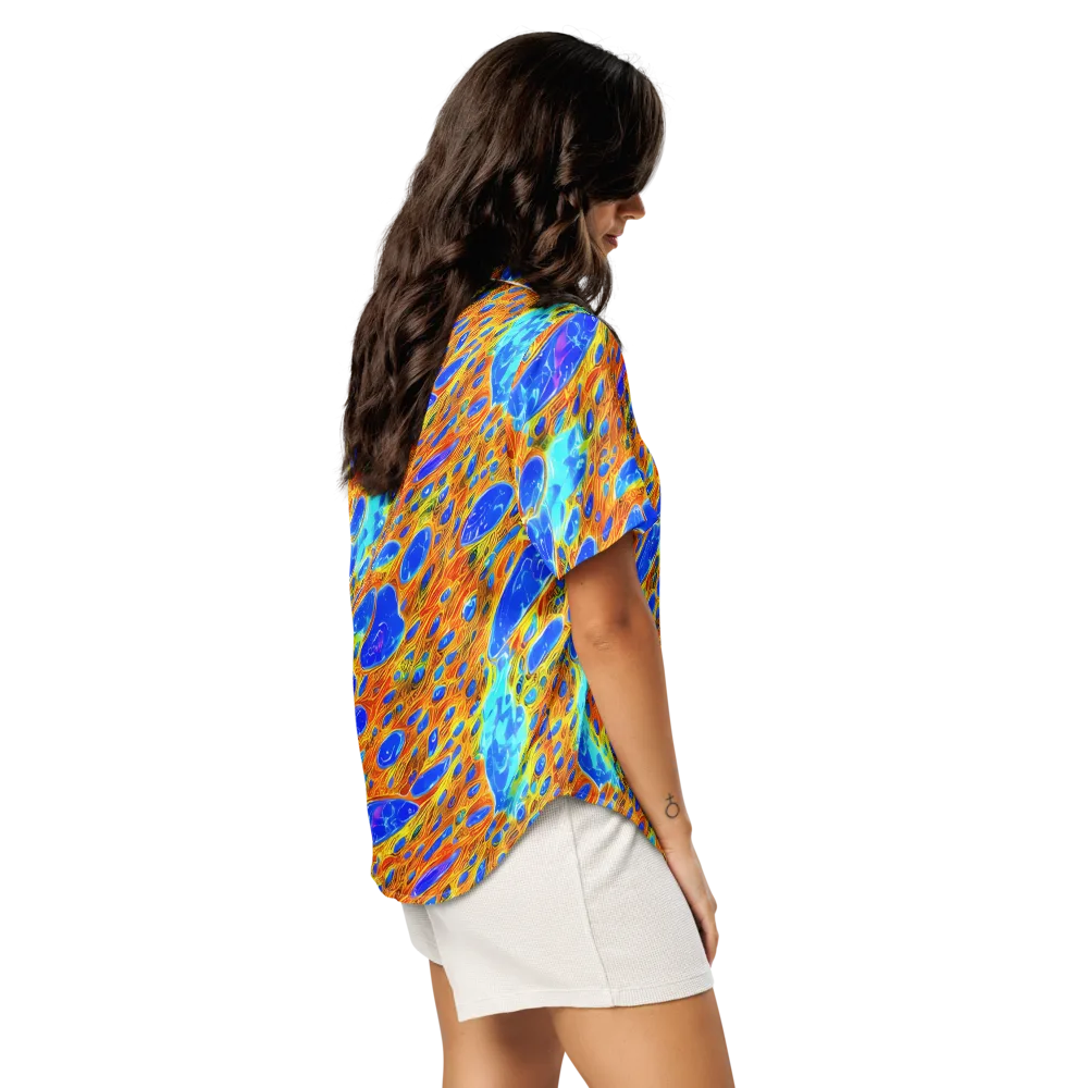 Bluefire Veins on Women's Short Sleeve Pajama Top — Right Back