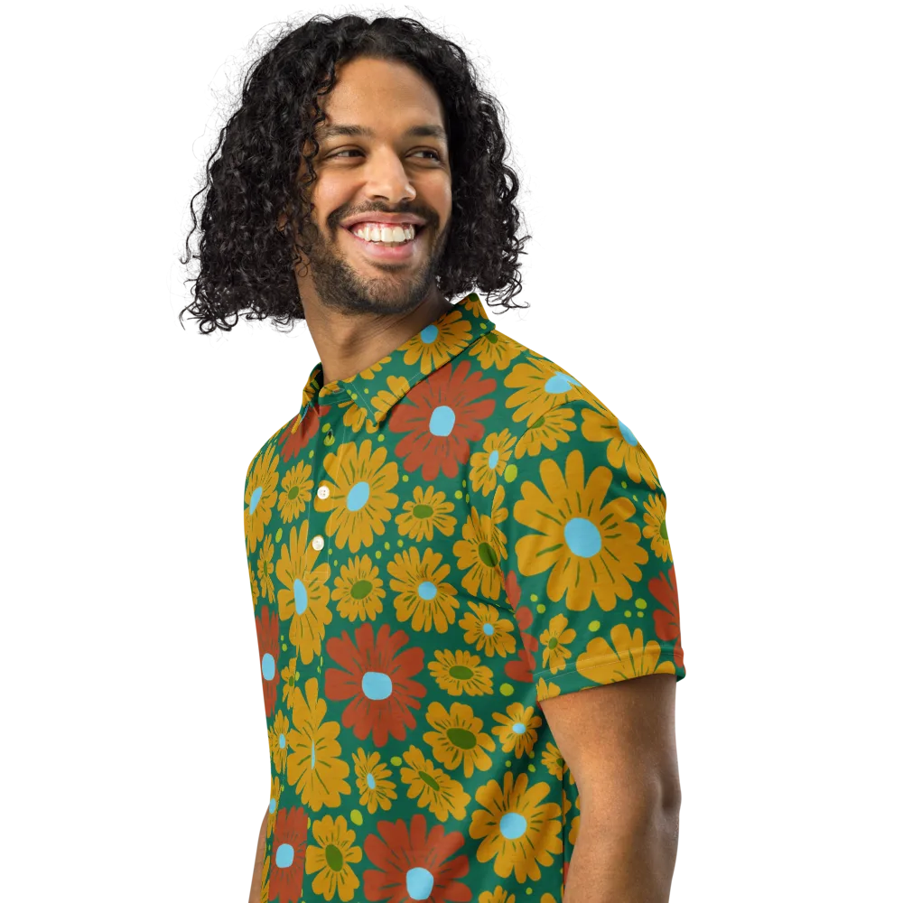 Marigold Voltage on Men's Slim Fit Polo Shirt — Left Front