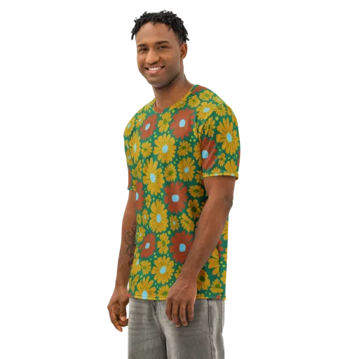 Marigold Voltage on a Men's Cotton Crew Neck T-Shirt