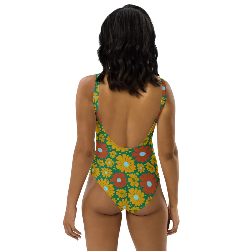 Marigold Voltage on One-Piece Swimsuit — Back