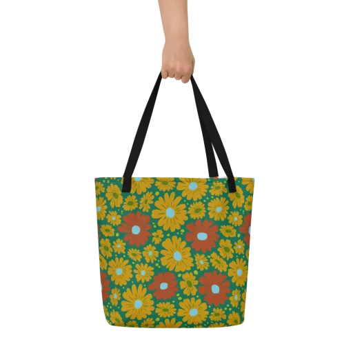 Marigold Voltage on a Large Tote Bag W/ Pocket