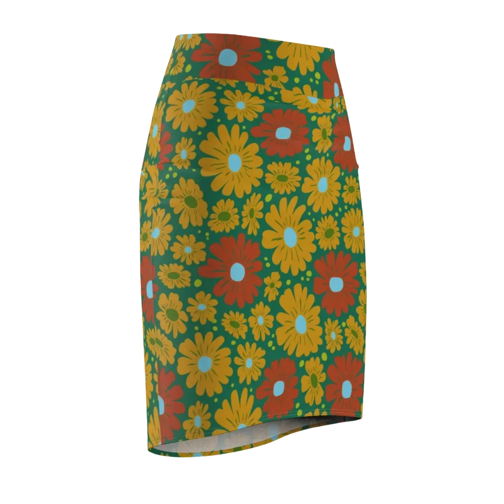 Marigold Voltage on Pencil Skirt — Front Side