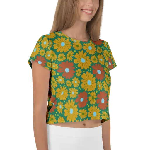 Marigold Voltage on a Crop Tee