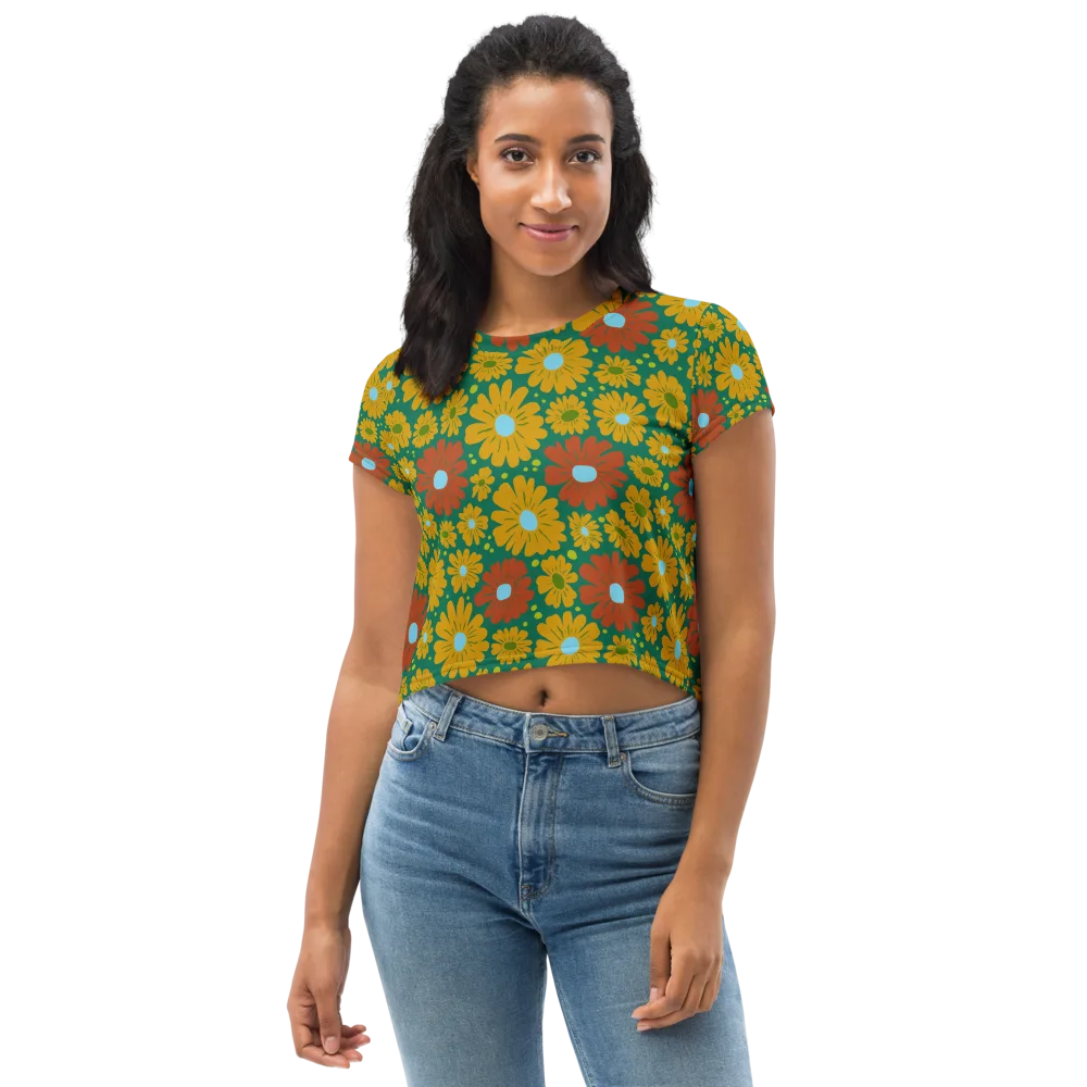 Marigold Voltage on Crop Tee — Front
