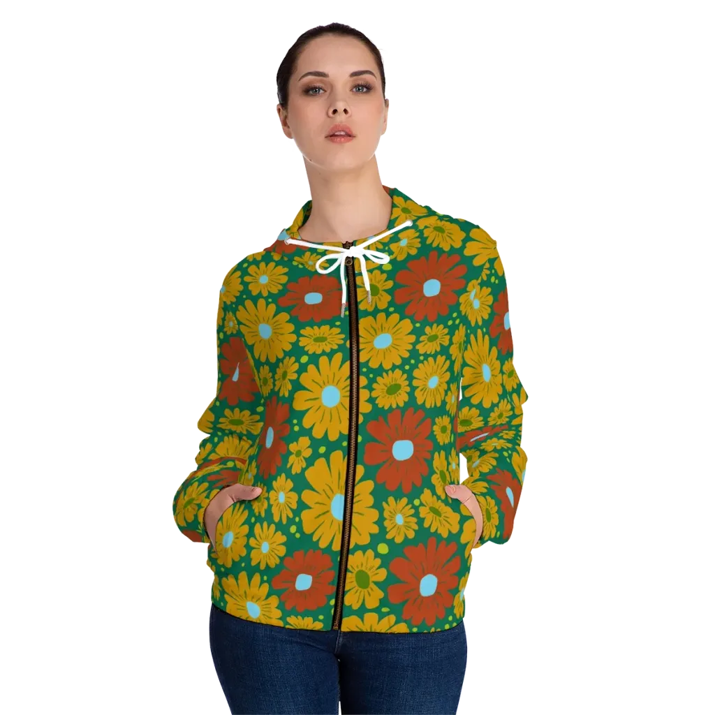 Marigold Voltage on Women's Full-Zip Hoodie — Front On Person
