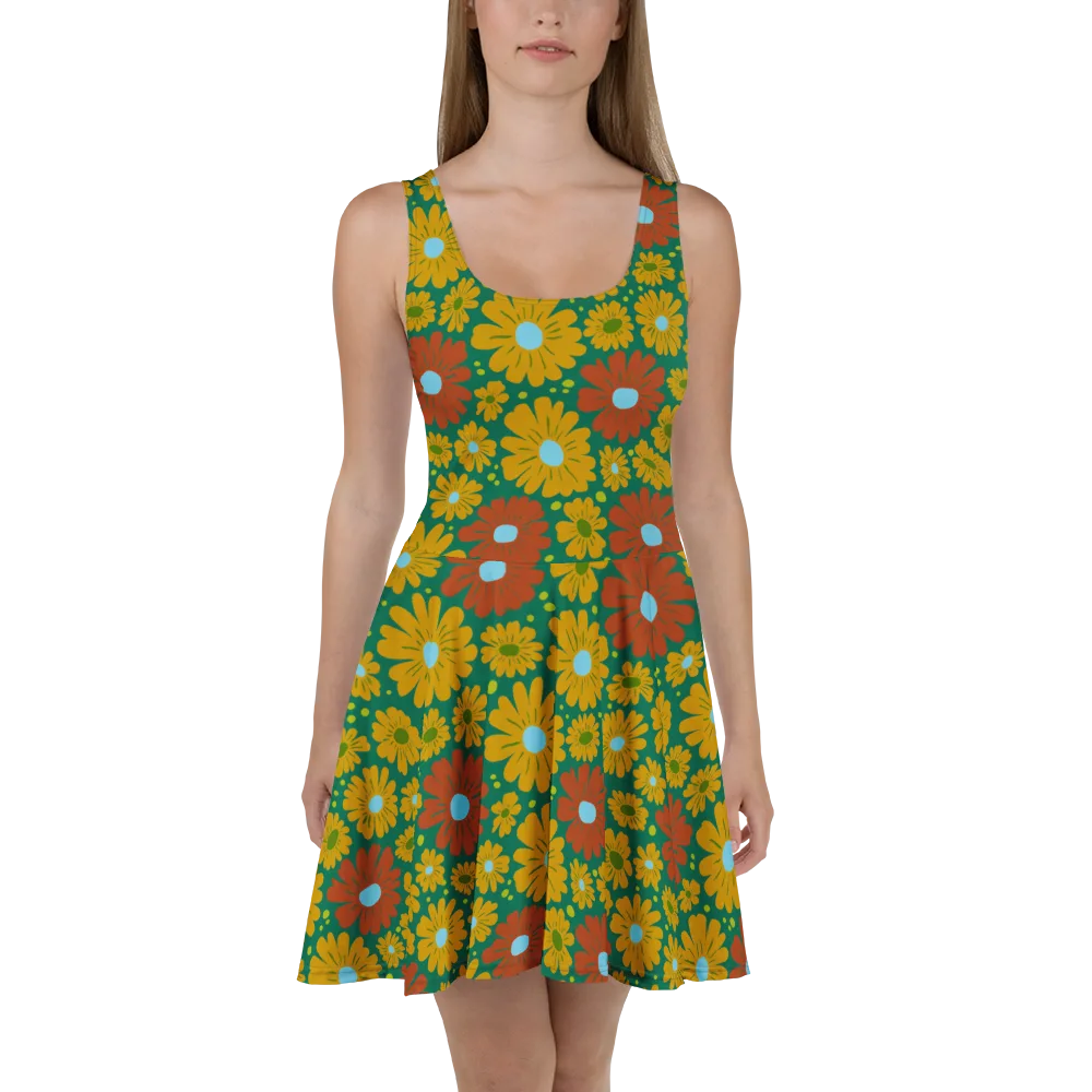 Marigold Voltage on Skater Dress — Front