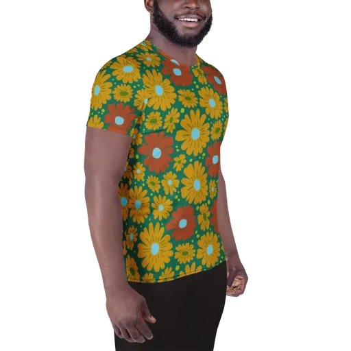 Marigold Voltage on a Men's Athletic T-Shirt