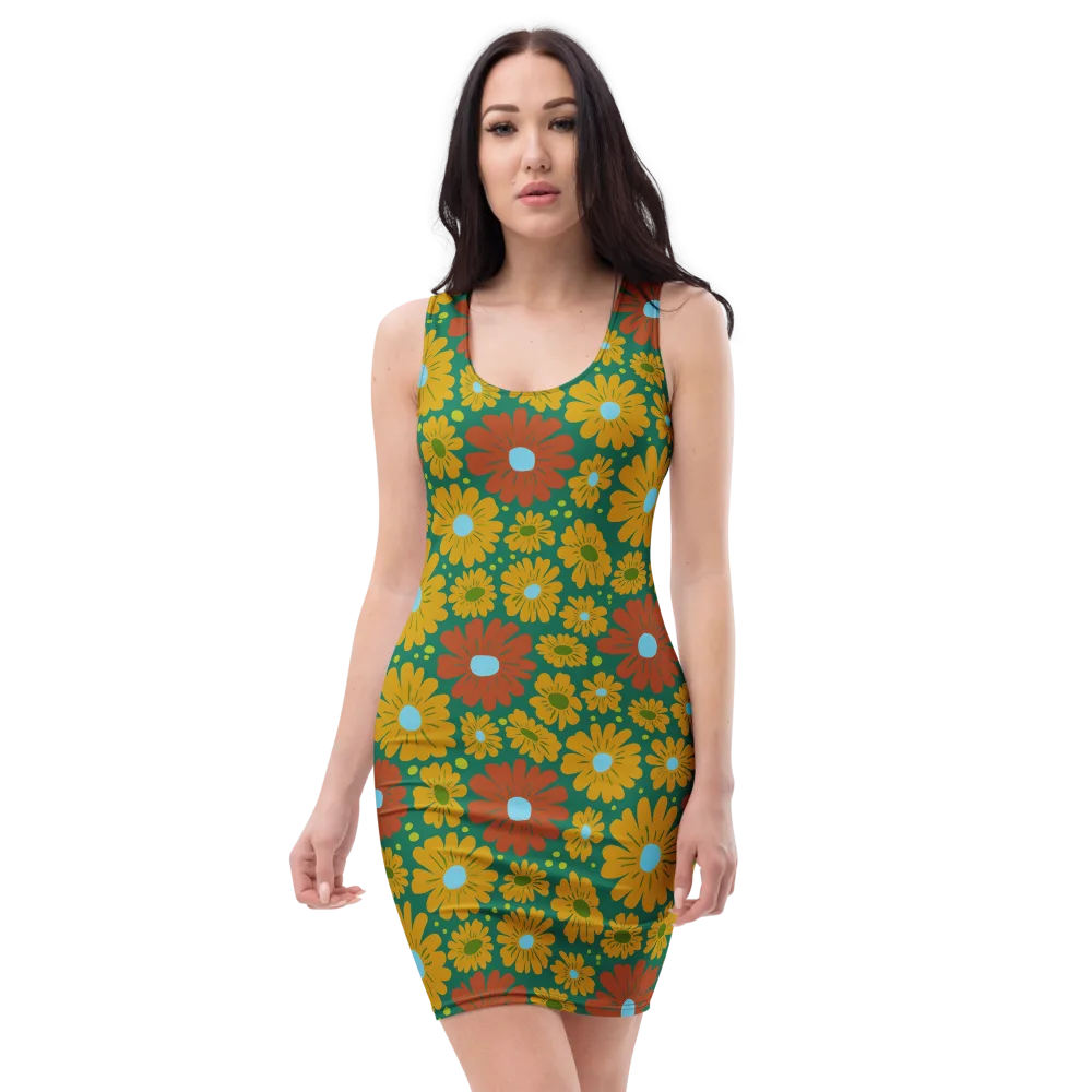 Marigold Voltage on Bodycon Dress — Front