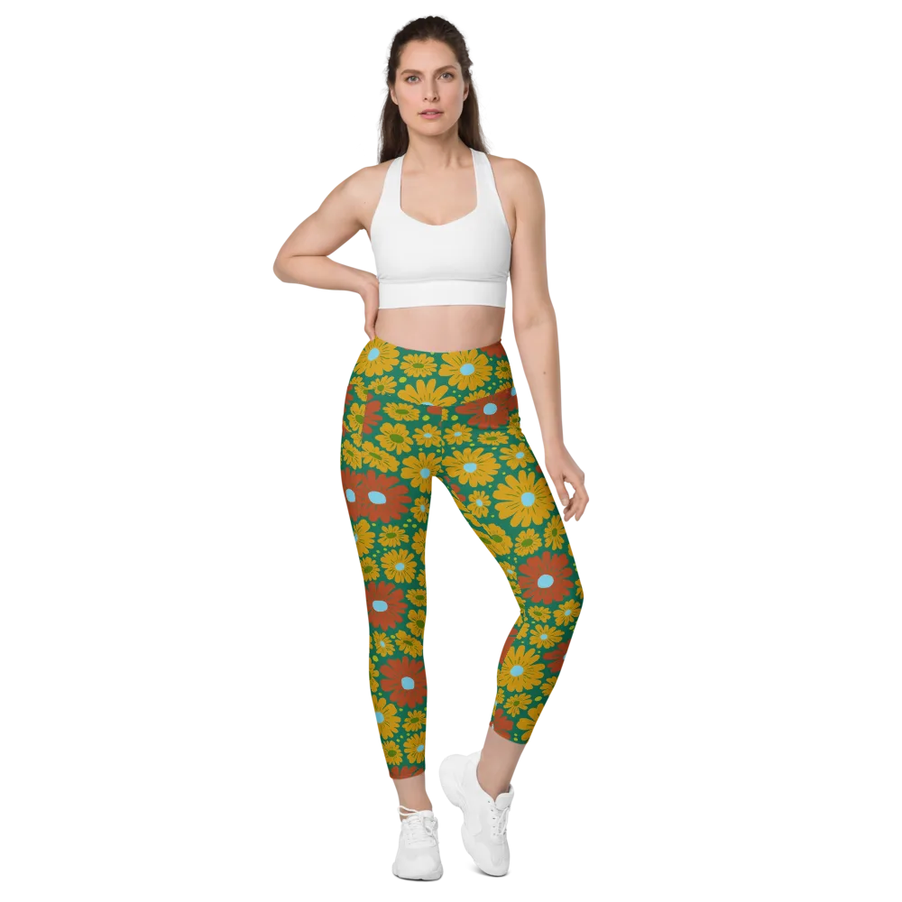 Marigold Voltage on Leggings with Pockets — Front