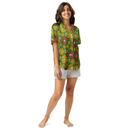 Marigold Voltage on a Women's Short Sleeve Pajama Top