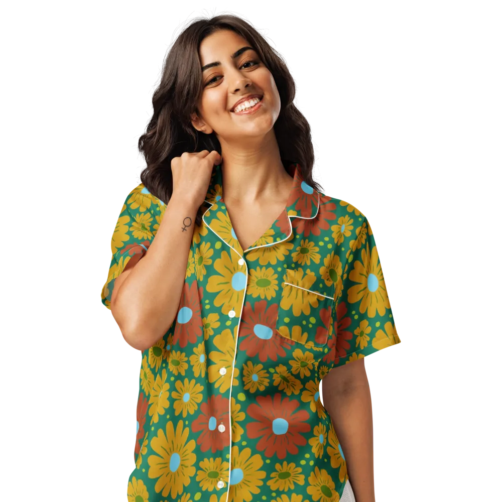 Marigold Voltage on Women's Short Sleeve Pajama Top — Front