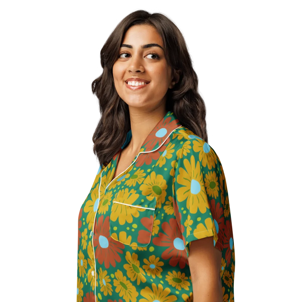 Marigold Voltage on Women's Short Sleeve Pajama Top — Left Front