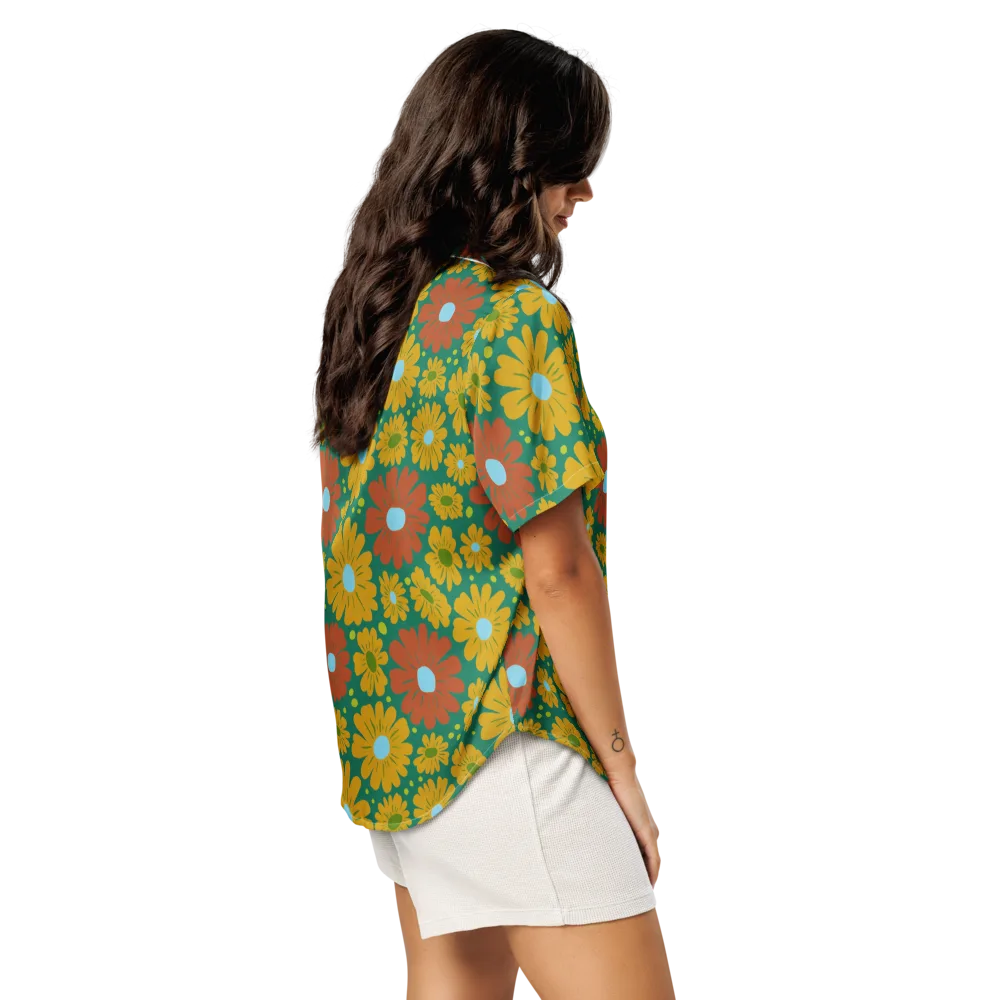 Marigold Voltage on Women's Short Sleeve Pajama Top — Right Back